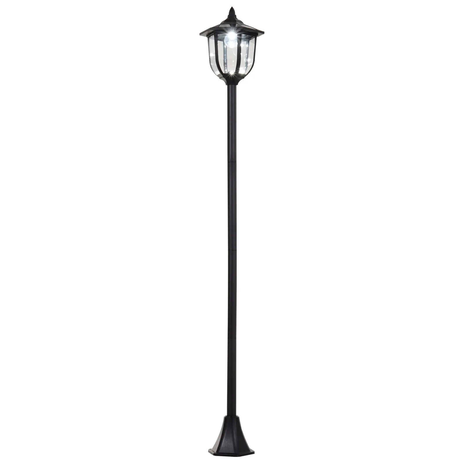 1.77m Tall Free-Standing ABS Garden Solar LED Lamp Post Black