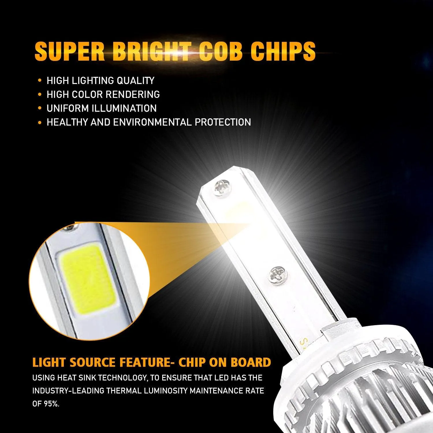 880/881 LED Headlight Bulbs 72W 8000ML S2 Series Super Brightes COB 6500K Cool White | 2 Bulbs