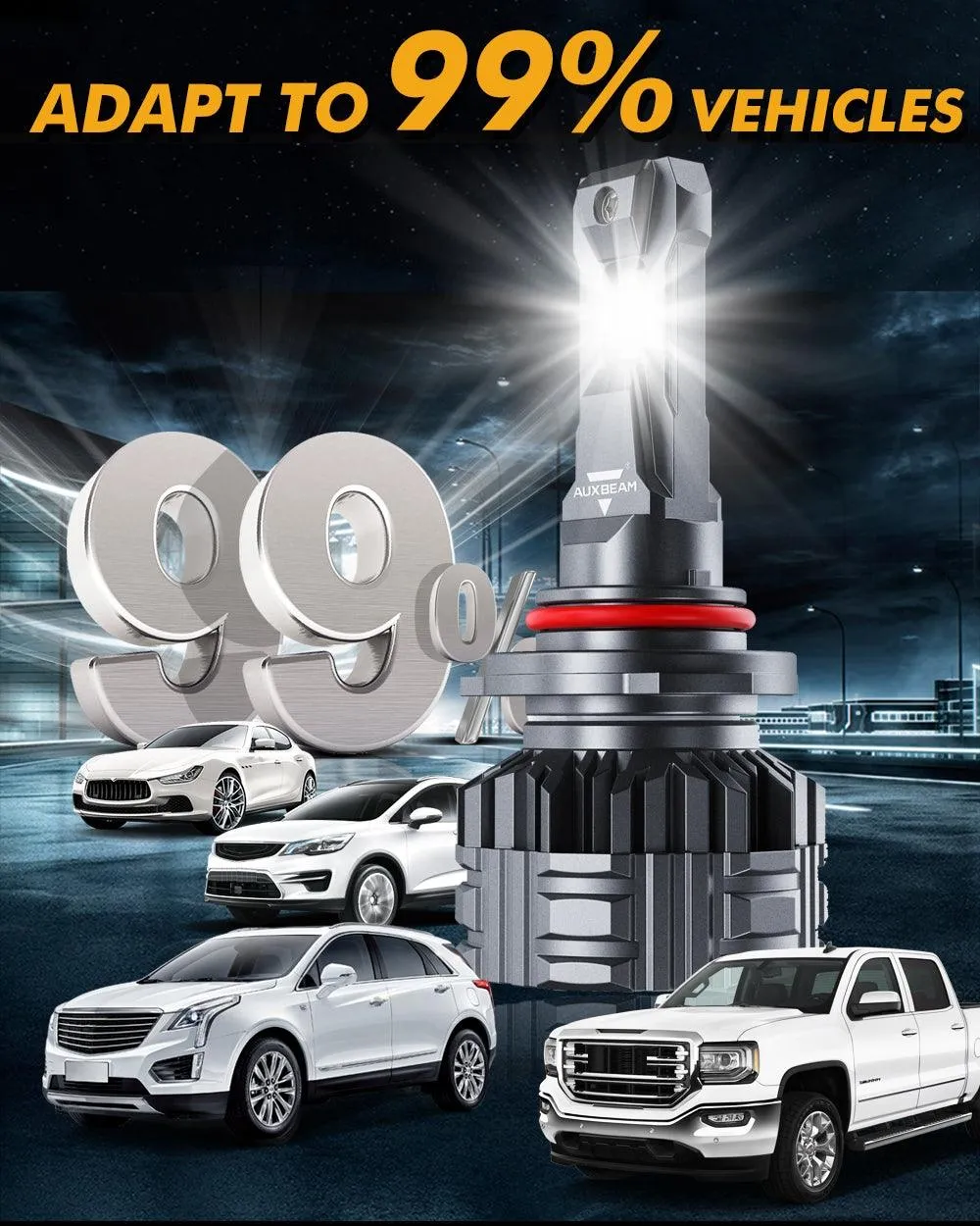 9005 9006 LED HEADLIGHT BULBS 110W 24000LM F22 SERIES HIGH BRIGHTNESS 6500K COOL WHITE | 4 BULBS