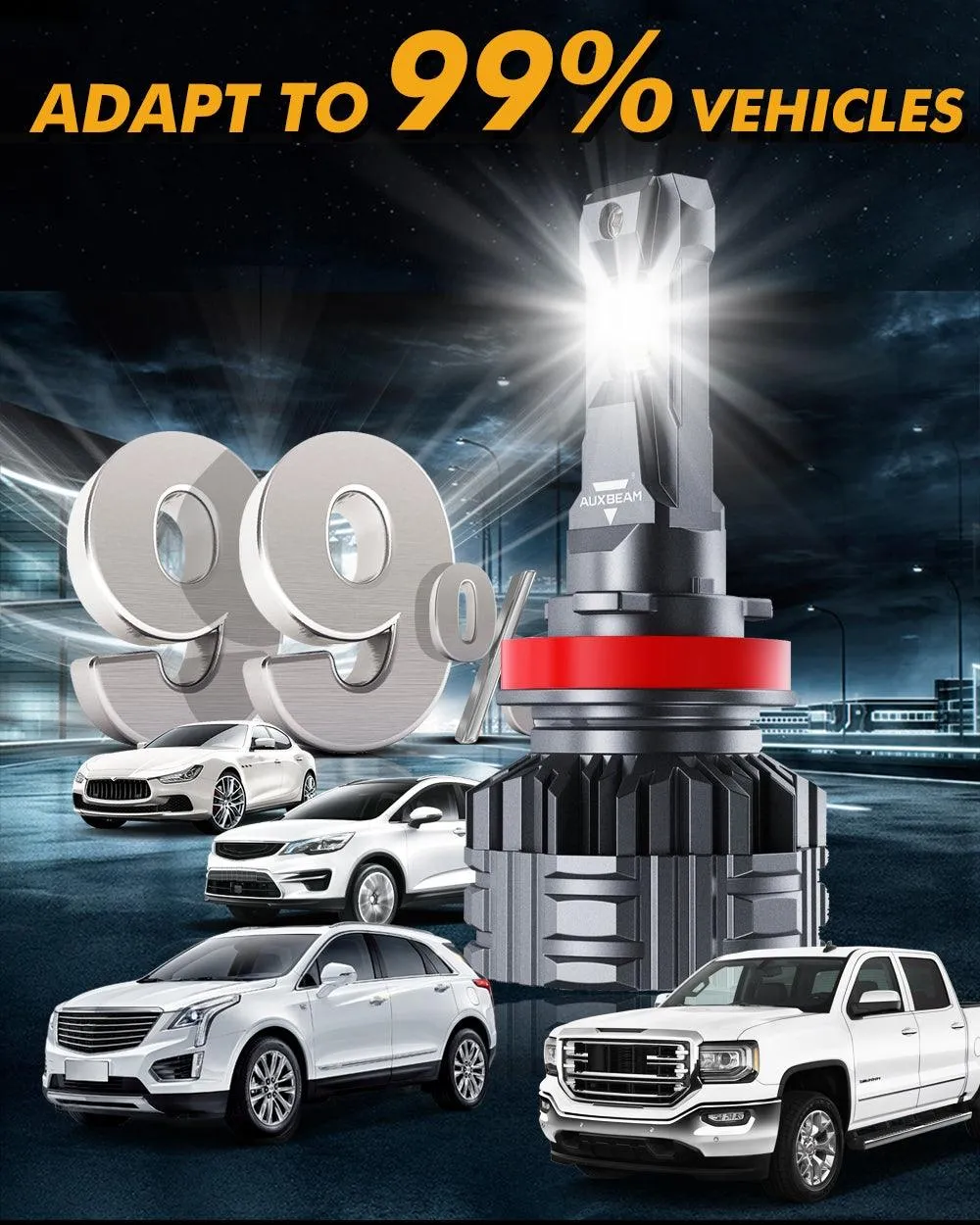 9005 H11 LED HEADLIGHT BULBS 110W 24000LM F22 SERIES HIGH BRIGHTNESS 6500K COOL WHITE | 4 BULBS