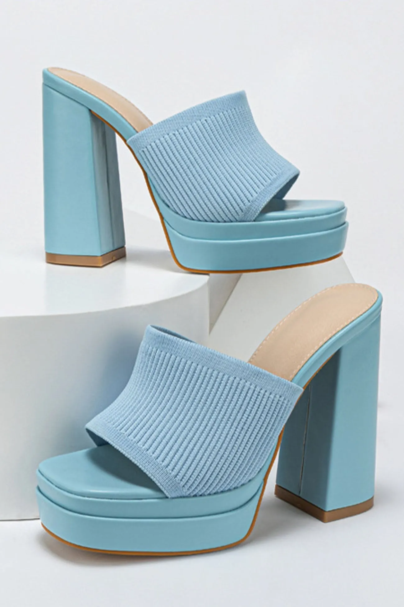 Amozae-Knitted Block Platform High Heel Sandals