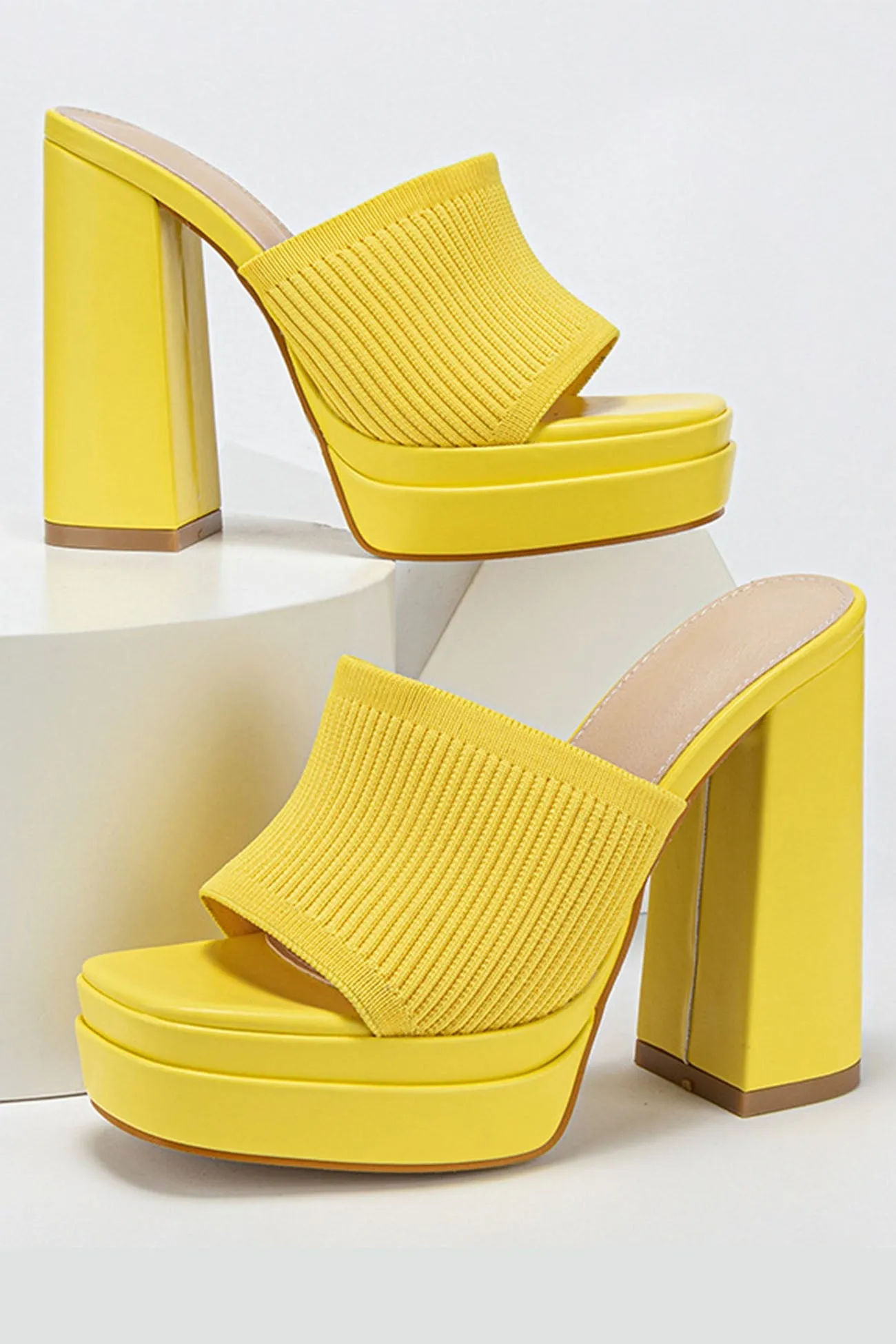 Amozae-Knitted Block Platform High Heel Sandals