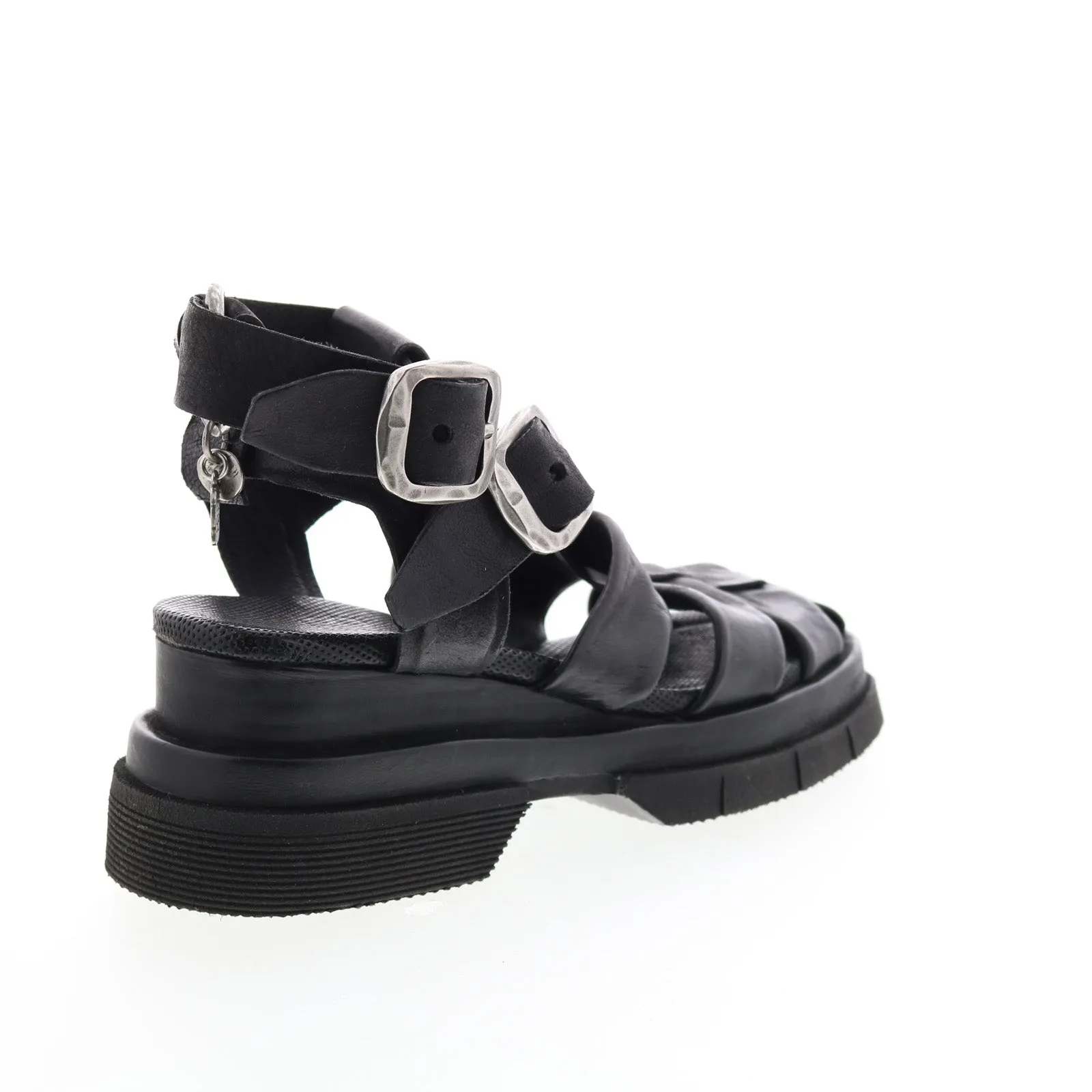 A.S.98 Colter A68002-101 Womens Black Leather Gladiator Sandals Shoes