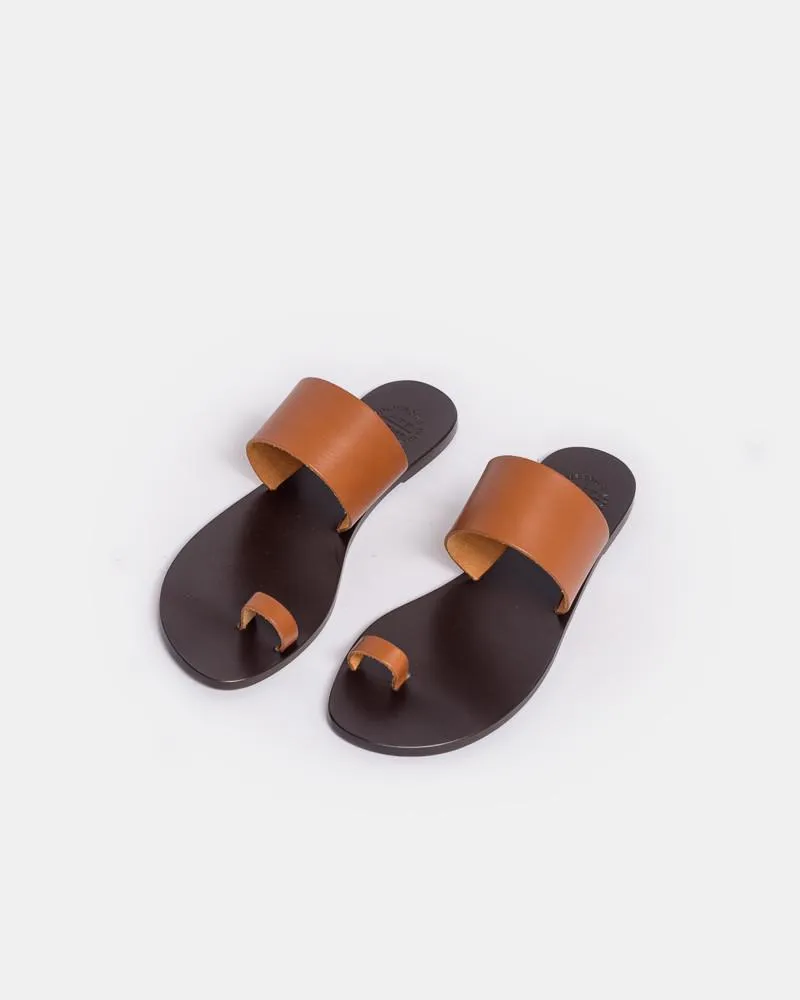 Astrid Flat Sandal in Dark Natural