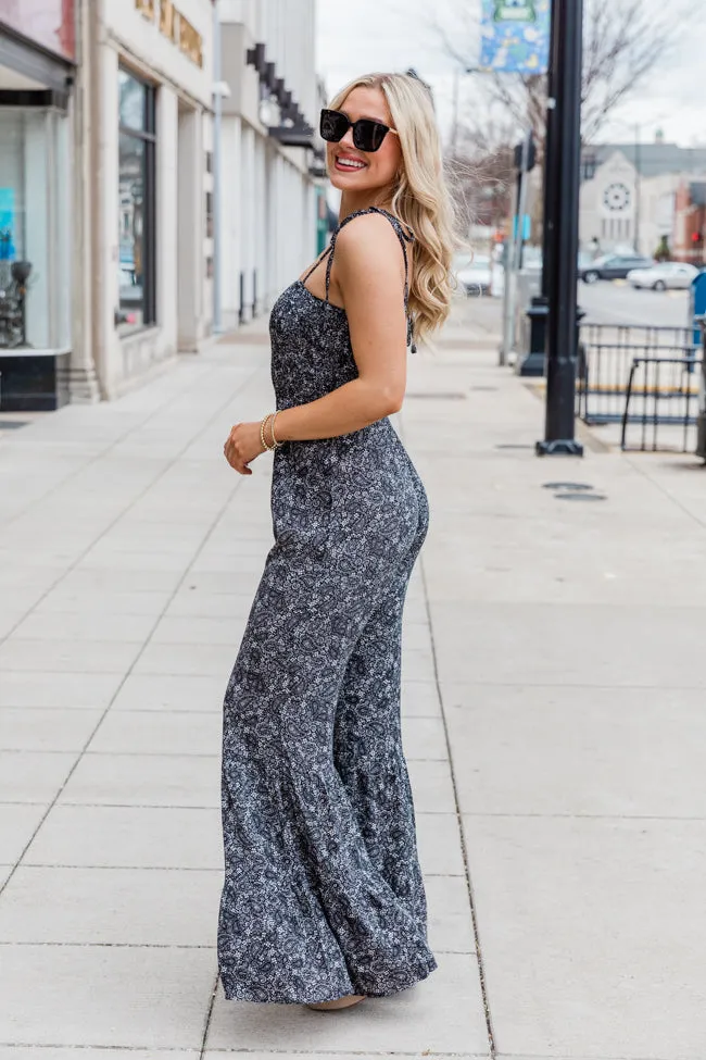 Aware of This Black Paisley Printed Flare Jumpsuit FINAL SALE