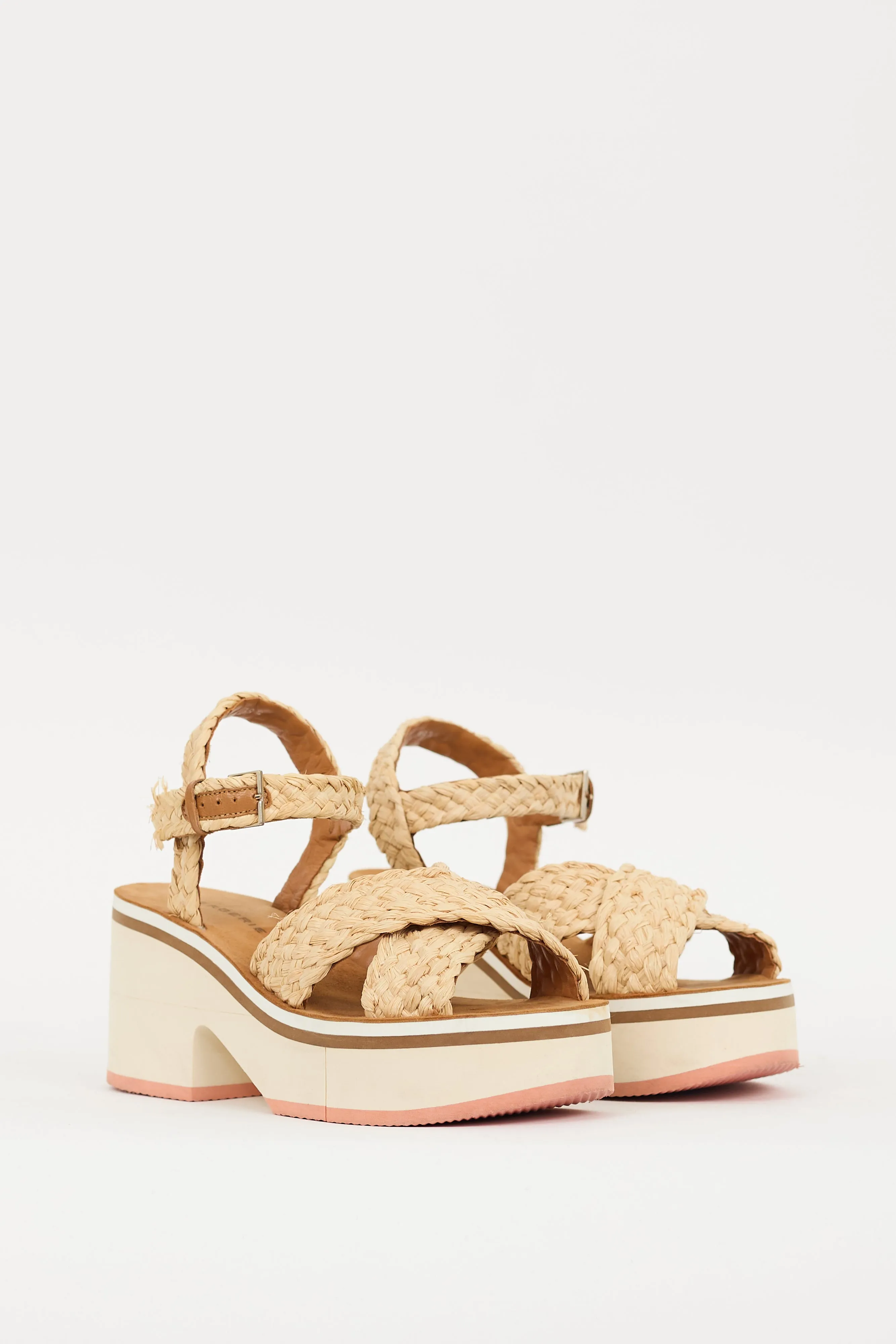 Beige & Multicolour Woven Strap Chrissy Sandal