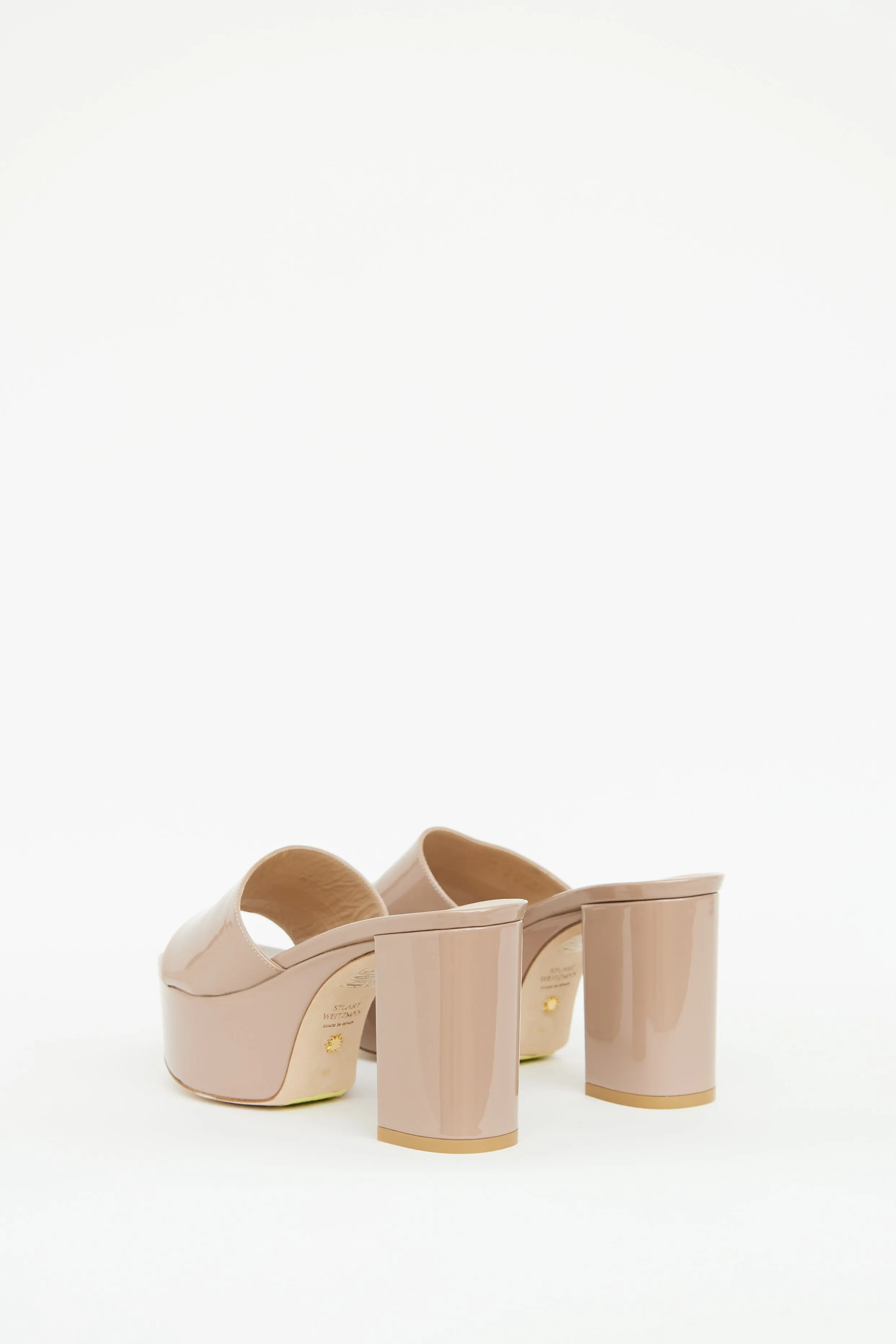 Beige Patent Leather Platform Sandal