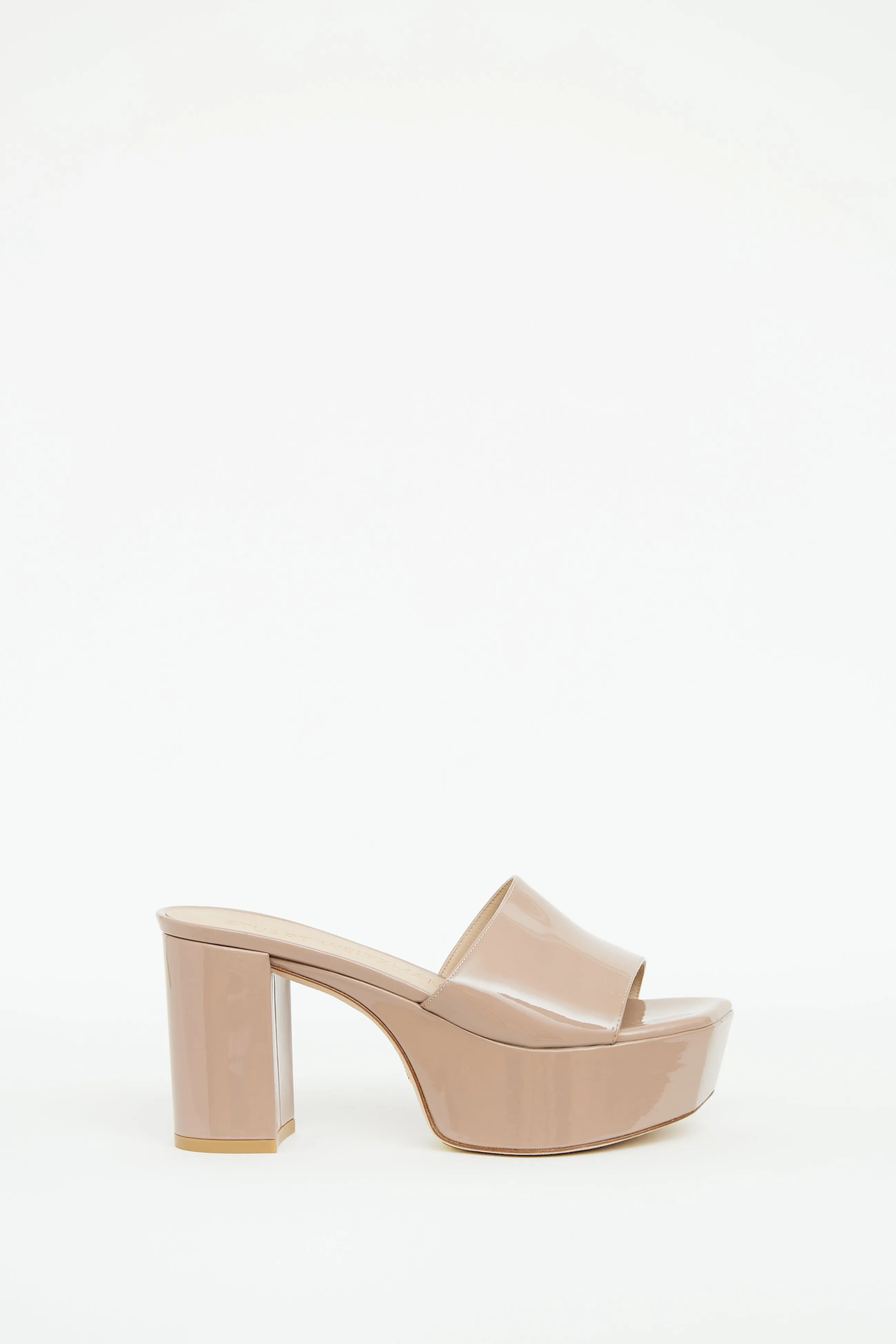 Beige Patent Leather Platform Sandal