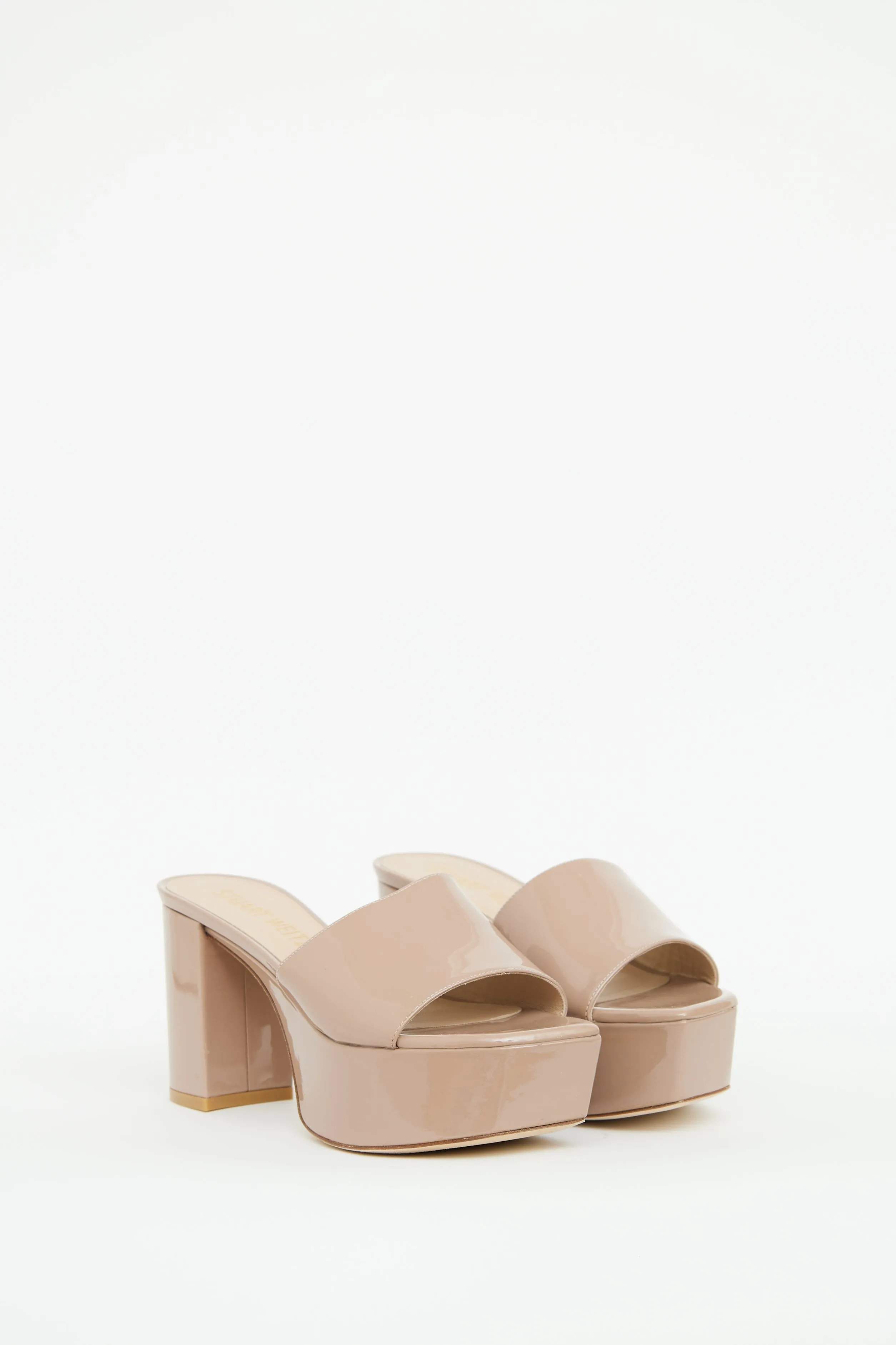 Beige Patent Leather Platform Sandal