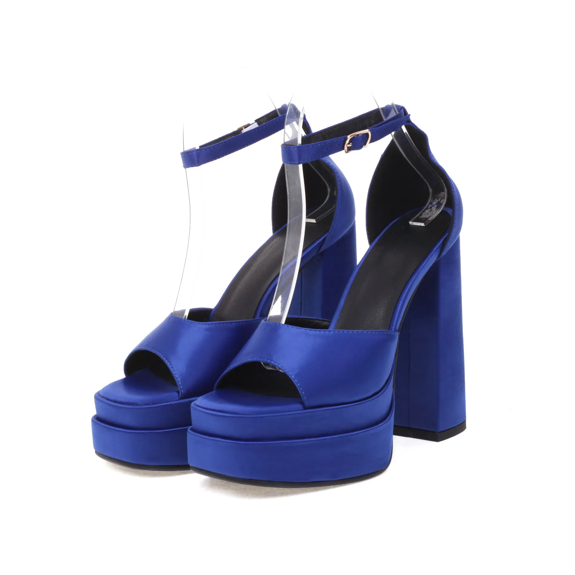 Bigsizeheels Sexy Platform Ankle Strap Open Toe Sandals-Blue