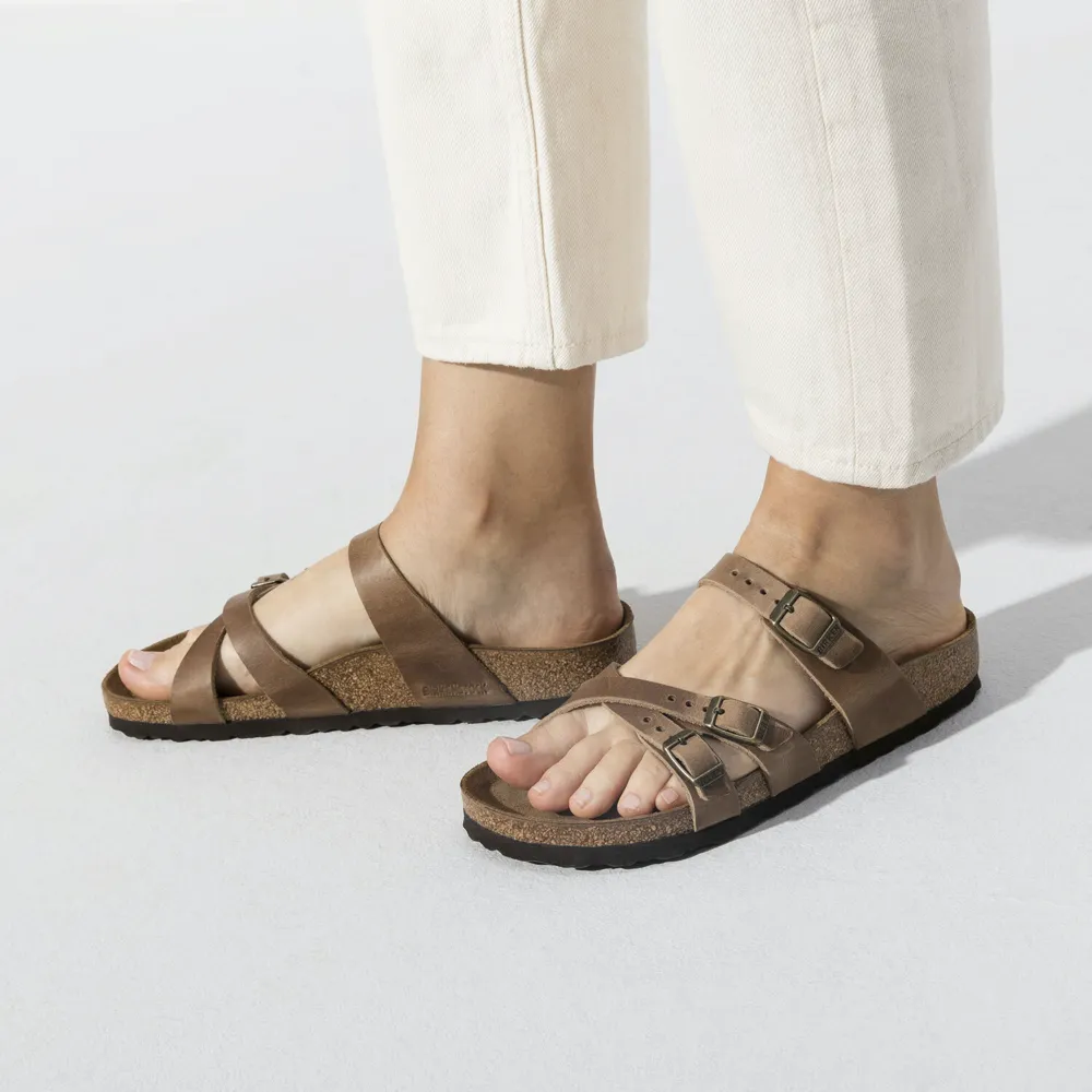 Birkenstock Women's Franca Oiled Leather Sandal in Tobacco Beige