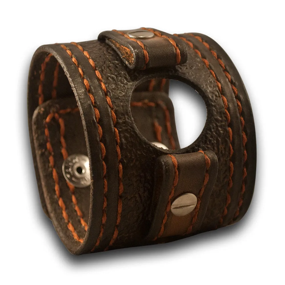 Bison Apple iWatch Leather Cuff Band with Celtic Snaps