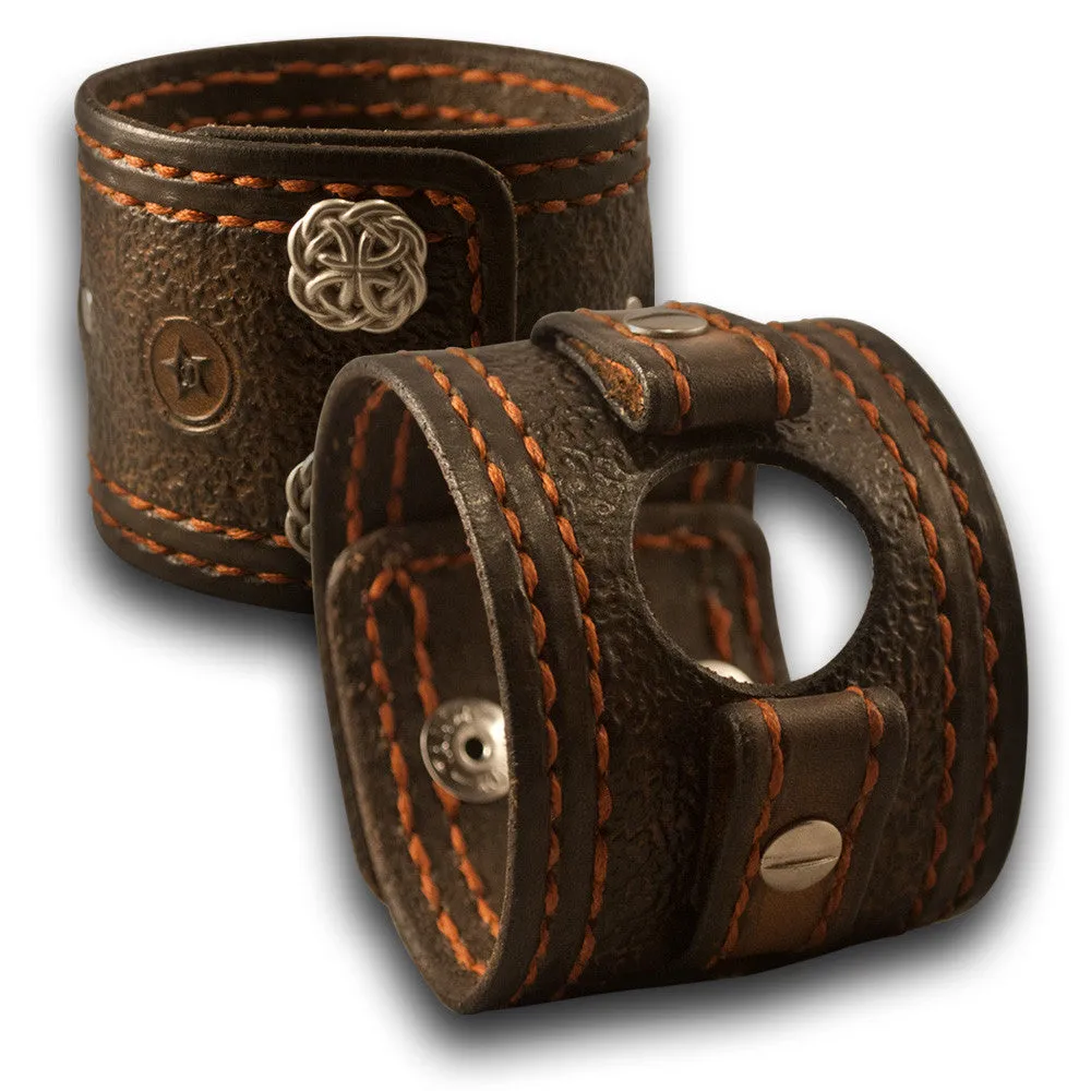 Bison Apple iWatch Leather Cuff Band with Celtic Snaps