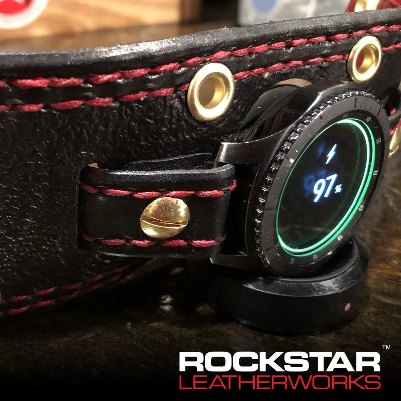 Bison Brown Samsung Wide Leather Cuff Watch Band