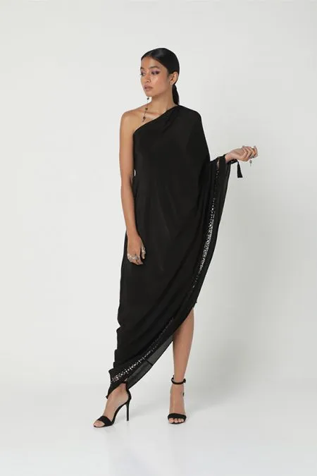 Black One Shoulder kaftan