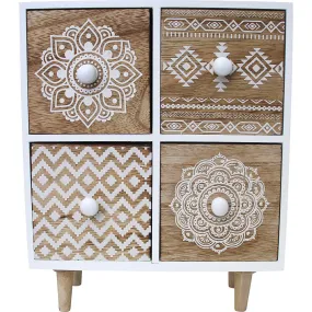 Boho Table Top 4 Draw Chest