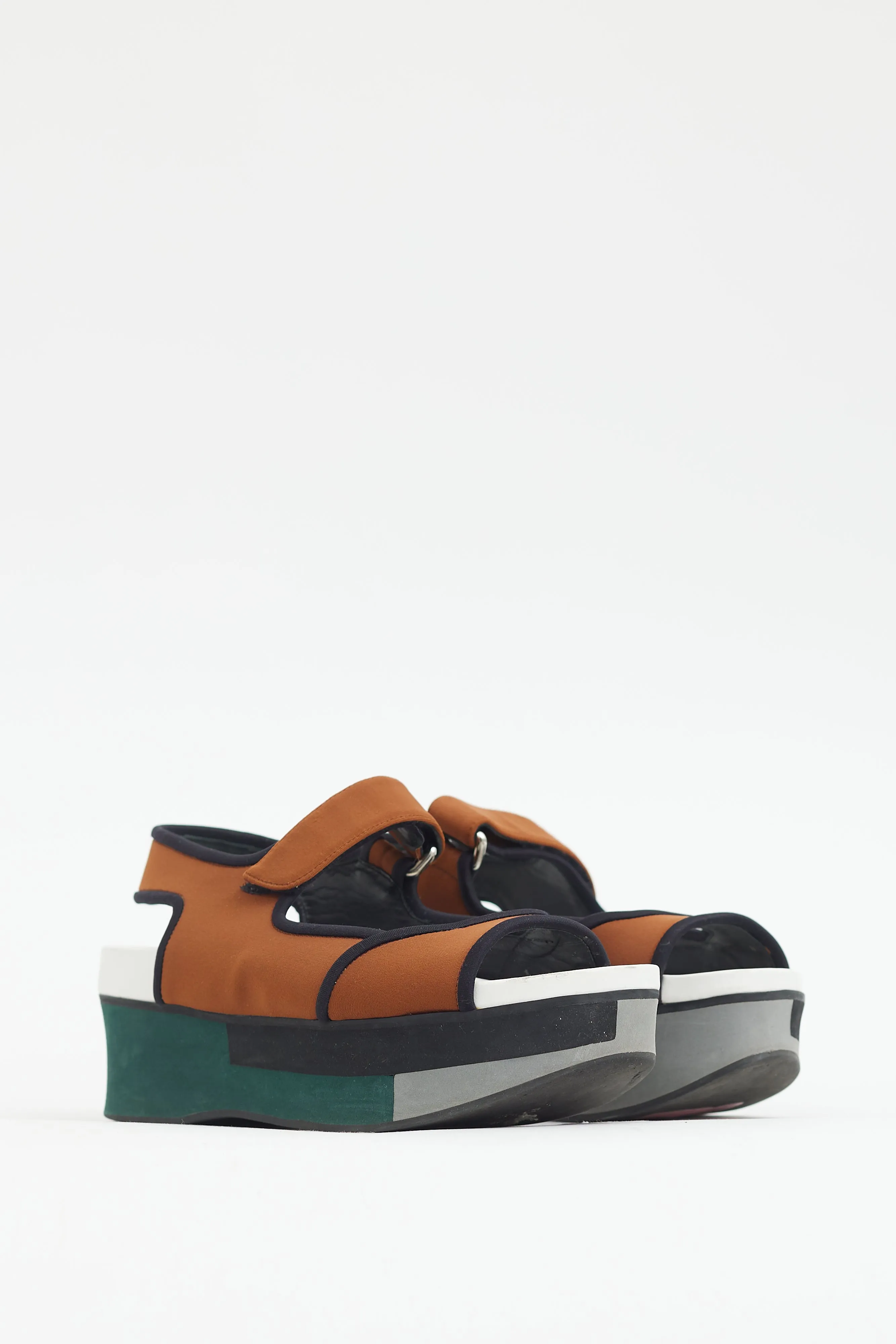 Brown & Multi Neoprene Platform Sandal