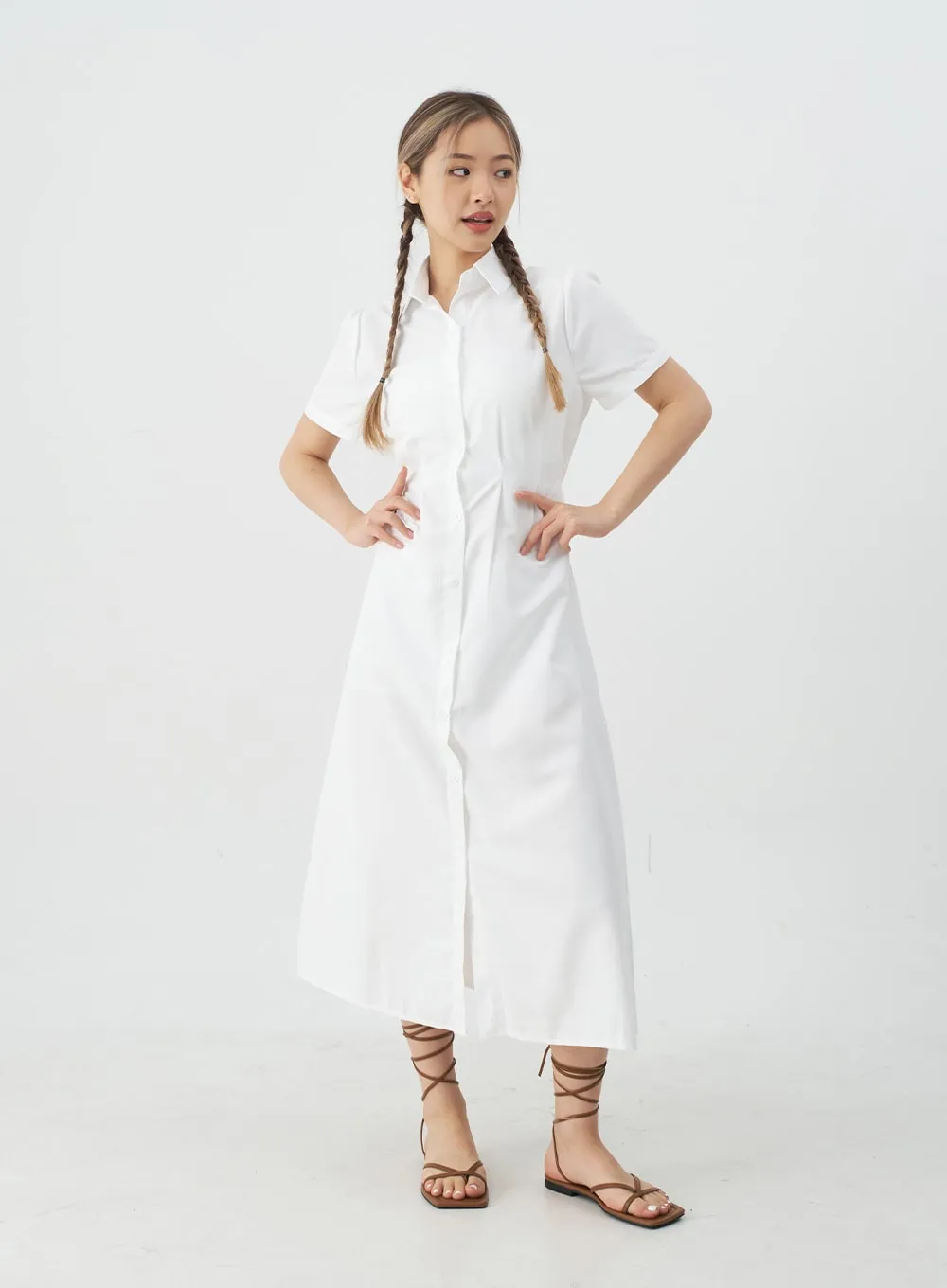 Button-Down Maxi Shirt Dress CJ10