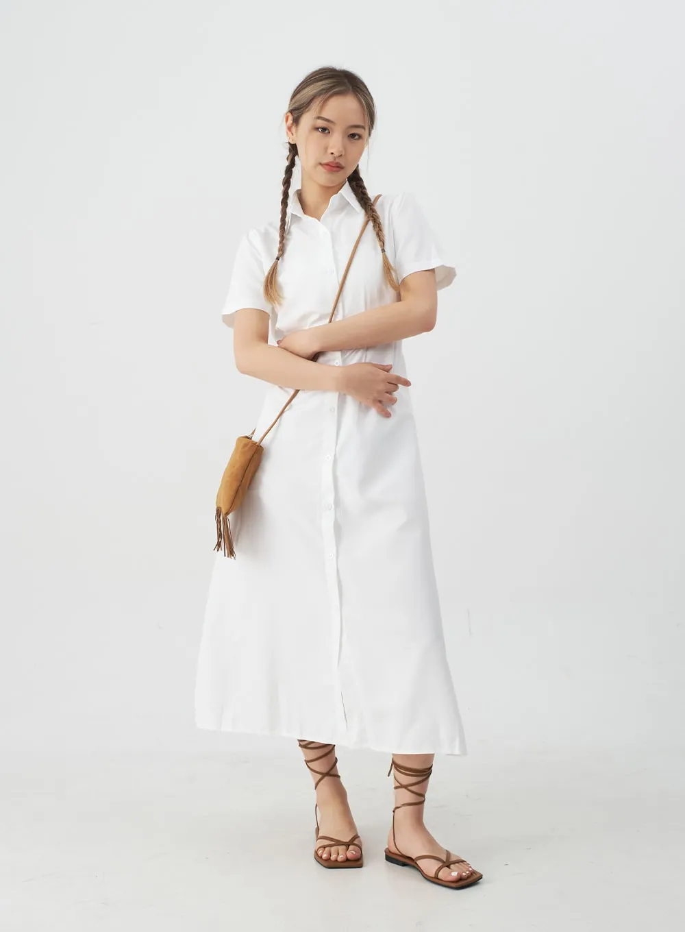 Button-Down Maxi Shirt Dress CJ10