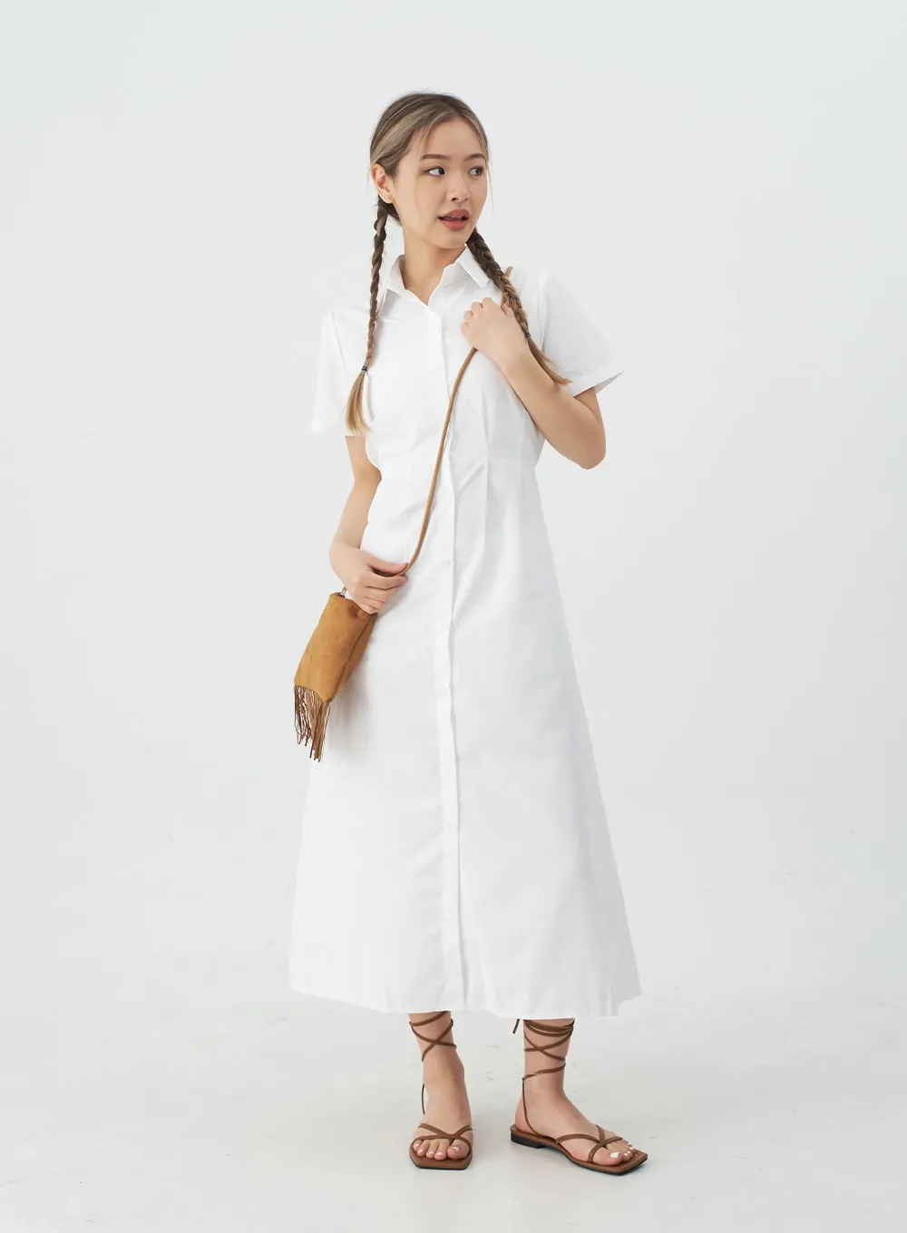 Button-Down Maxi Shirt Dress CJ10