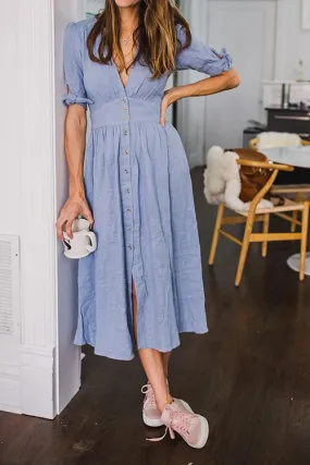 Button Knot Sleeve Dress