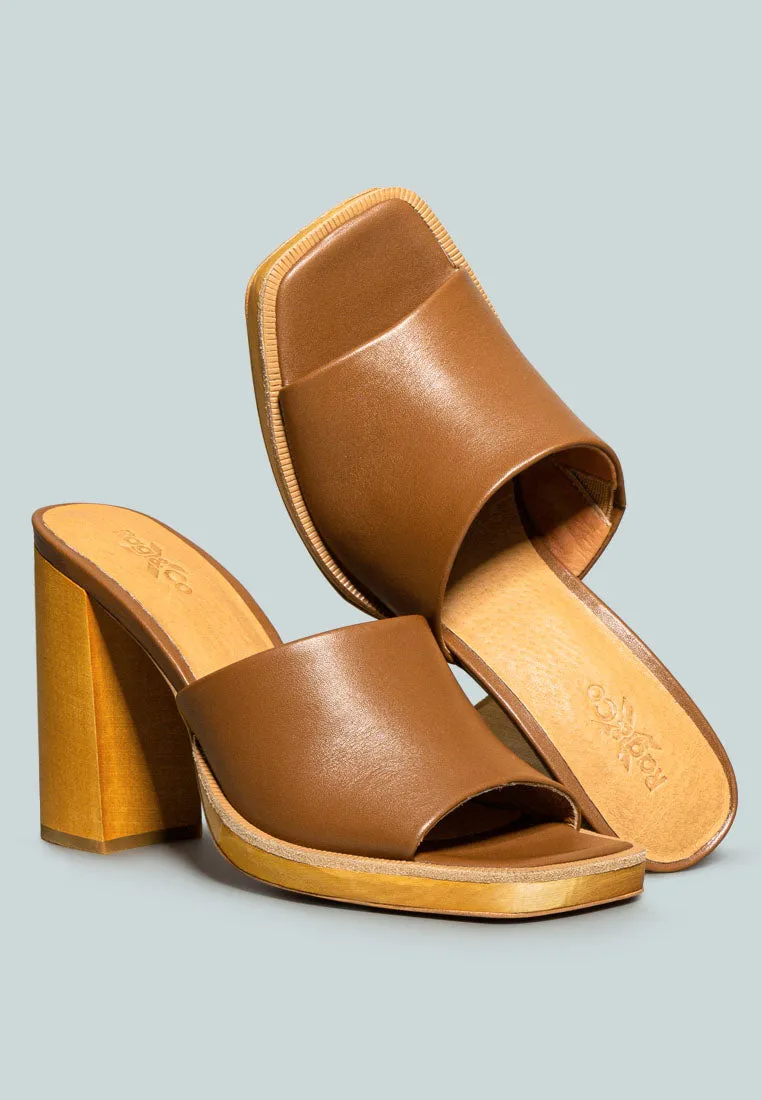 Carey Leather High Heeled Block Sandal