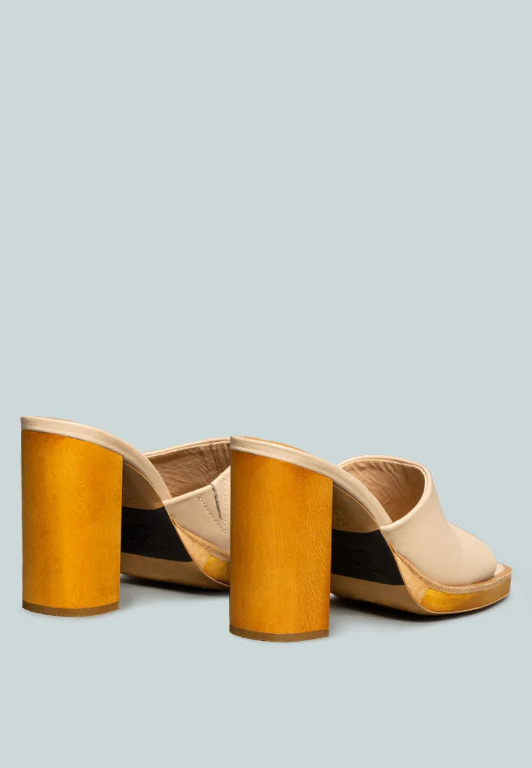 Carey Leather High Heeled Block Sandal