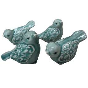 Ceramic Birds Teal Set-4