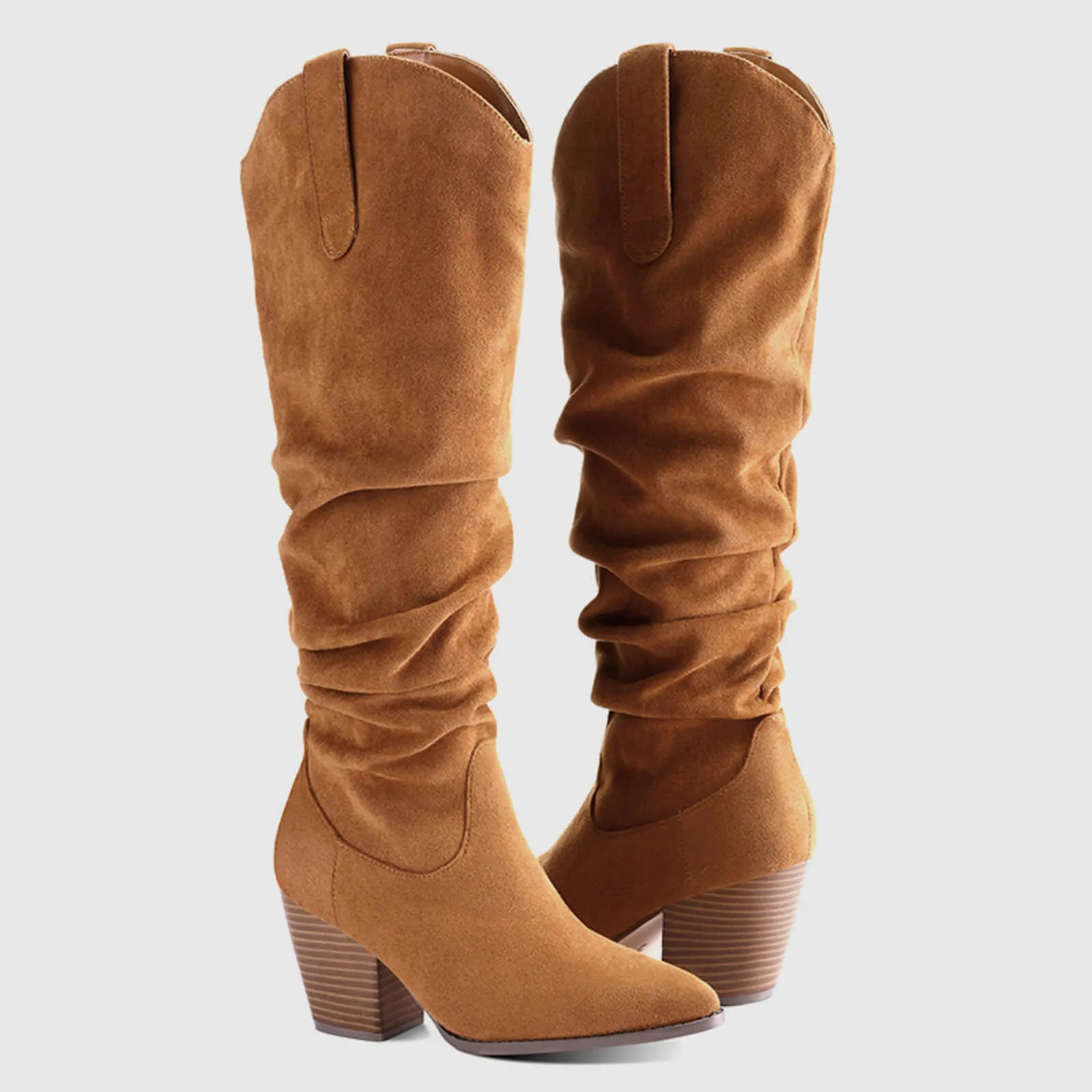 Cowboy Pull On Wide Calf Slouchy Boots