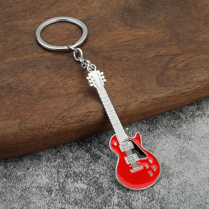 Creative Musical Instrument Pendant Event Gift Bag Pendant Metal Lacquer Guitar Keychain