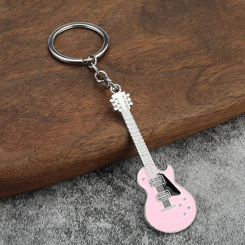 Creative Musical Instrument Pendant Event Gift Bag Pendant Metal Lacquer Guitar Keychain