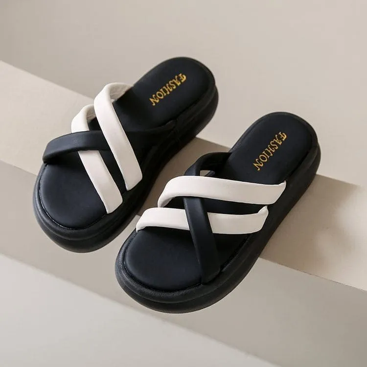 Cross Strap Platform Sandals