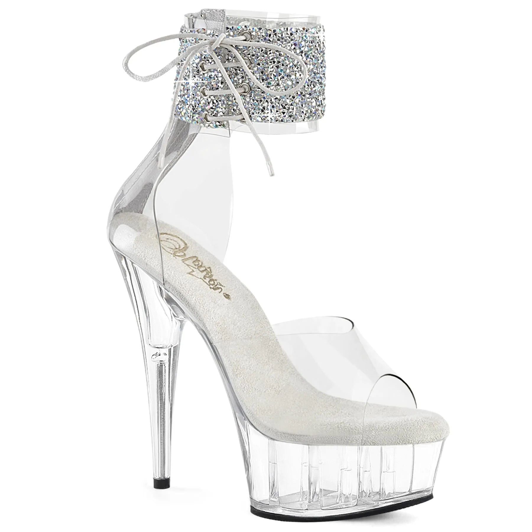 DELIGHT-624RS-02 Clear Rhinestone Cuff Sexy Sandal