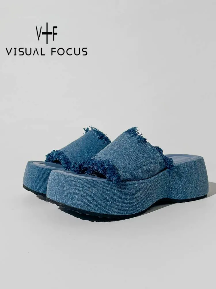 Denim platform sandals【s0000009255】