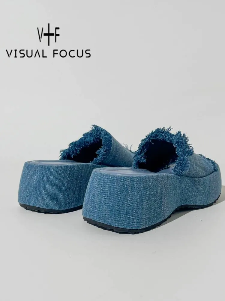 Denim platform sandals【s0000009255】