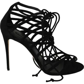 Dolce & Gabbana Elegant Black Suede Gladiator Stilettos