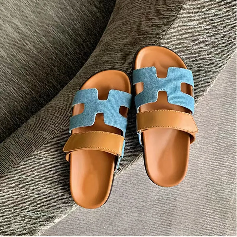 Faux Suede Velcro Flat Sandals