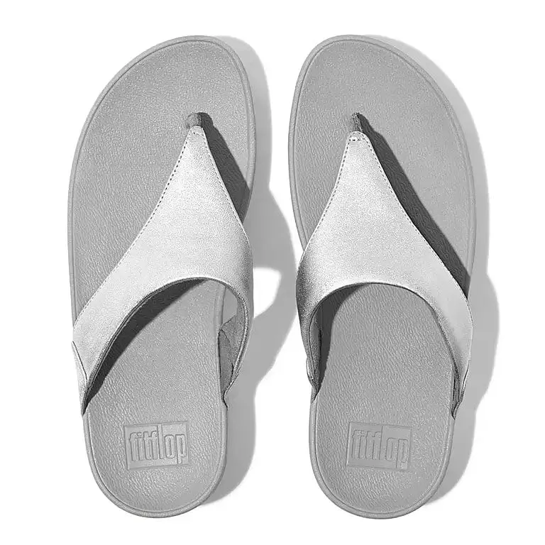 FitFlop LULU Leather Toe Post Sandal Silver