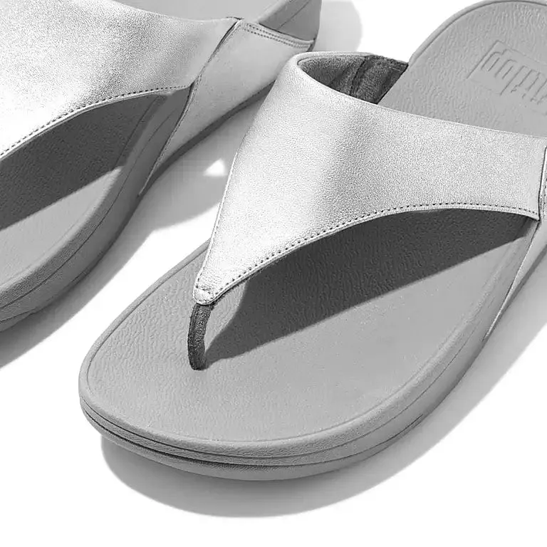 FitFlop LULU Leather Toe Post Sandal Silver