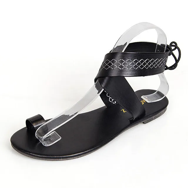 Gladiator Sandal 2018 Shoes Woman Flat Ladies Shoes Black Shoes Women Flip Flops ladies fancy sandal Plus Size