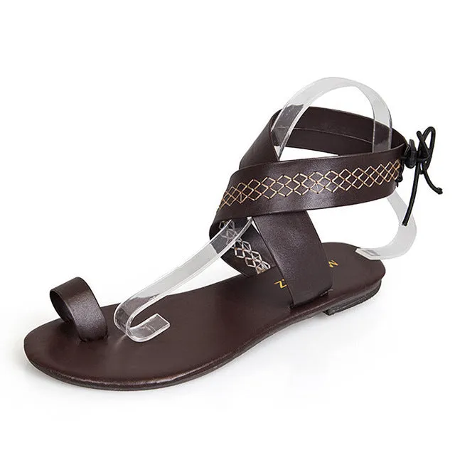 Gladiator Sandal 2018 Shoes Woman Flat Ladies Shoes Black Shoes Women Flip Flops ladies fancy sandal Plus Size