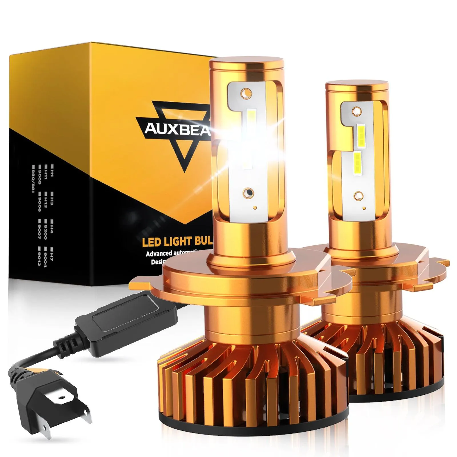 H4/9003 LED Headlight Bulbs 52W 10000LM F2 Series Mini Size 6500K Cool White |  2 Bulbs