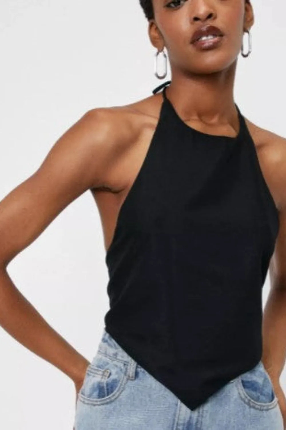 Halter Tie Open Back Crop Top