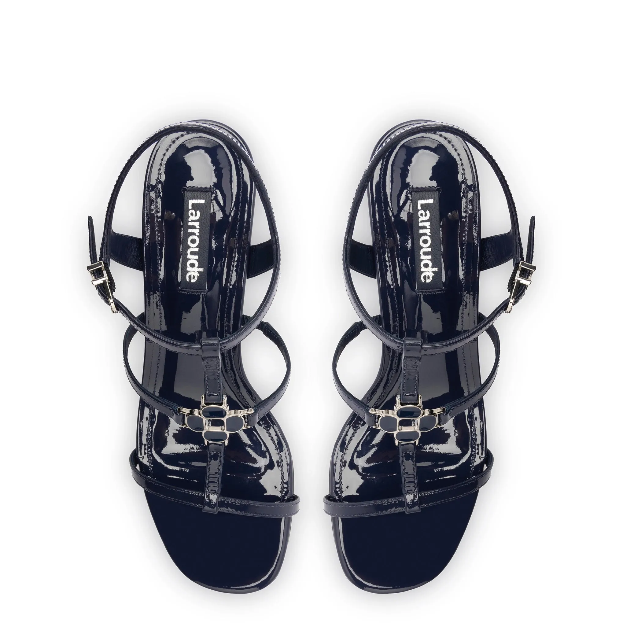 Hana Block In Navy Patent Leather