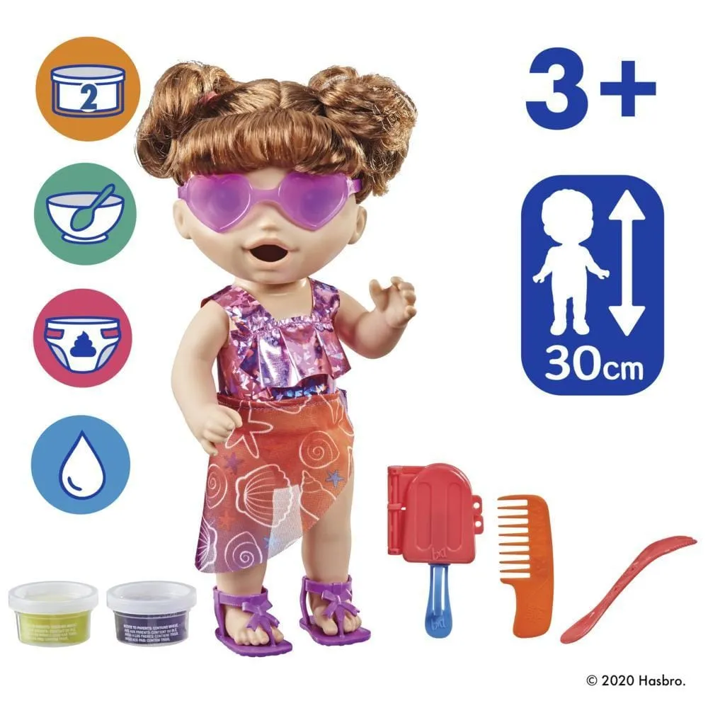 HASBRO  Baby Alive Sunshine Snacks Blonde: With the included solid reusable doll food, ice pop mold and stick, kids can make ice pop shapes to feed Baby Alive Sunshine Snacks doll - F1680