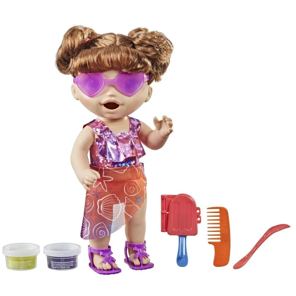 HASBRO  Baby Alive Sunshine Snacks Blonde: With the included solid reusable doll food, ice pop mold and stick, kids can make ice pop shapes to feed Baby Alive Sunshine Snacks doll - F1680