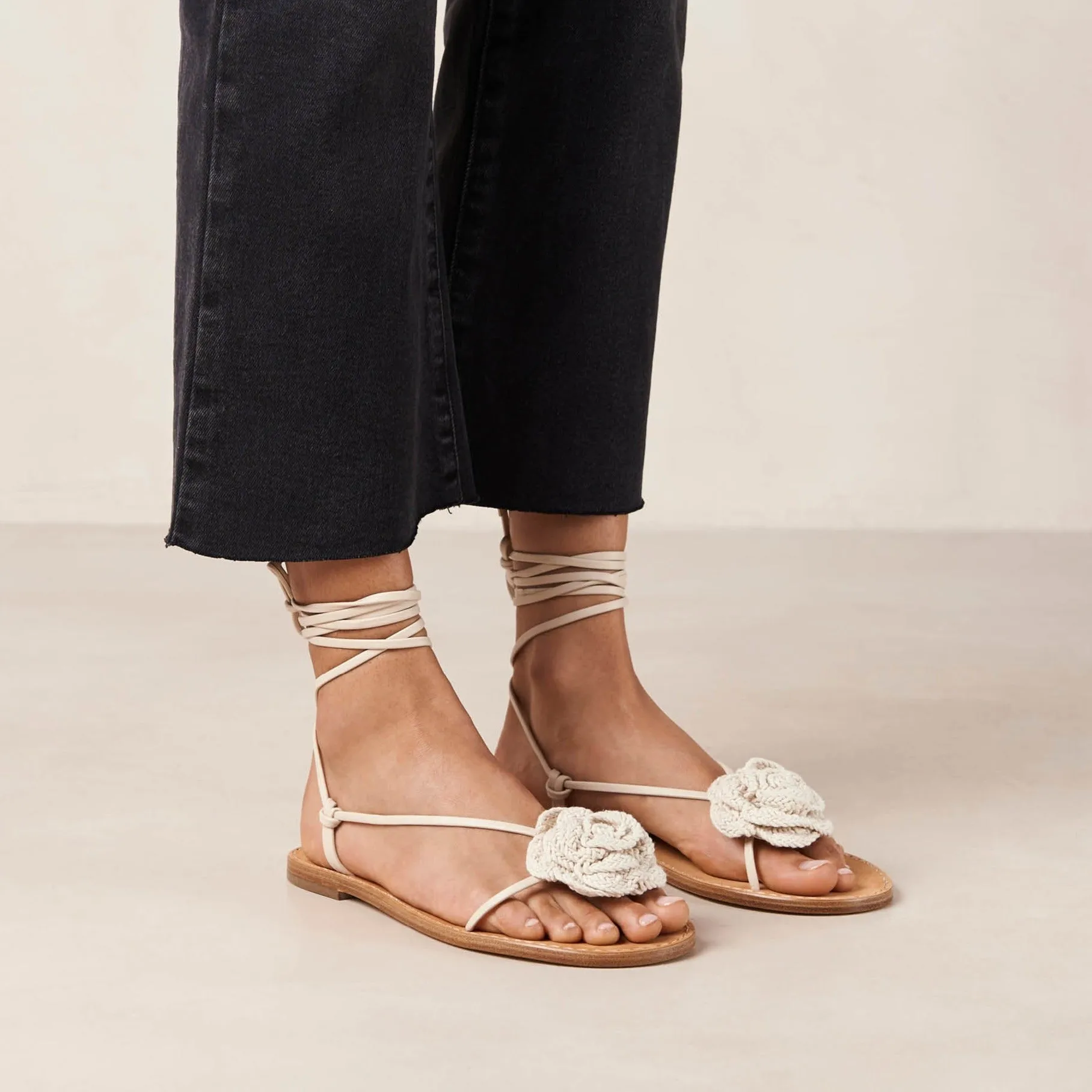 Jakara Cream Leather Sandals