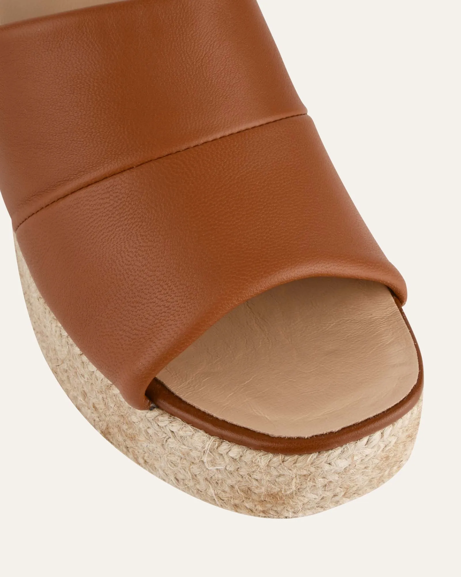 KRISTEN HIGH HEEL ESPADRILLE SANDALS TAN LEATHER