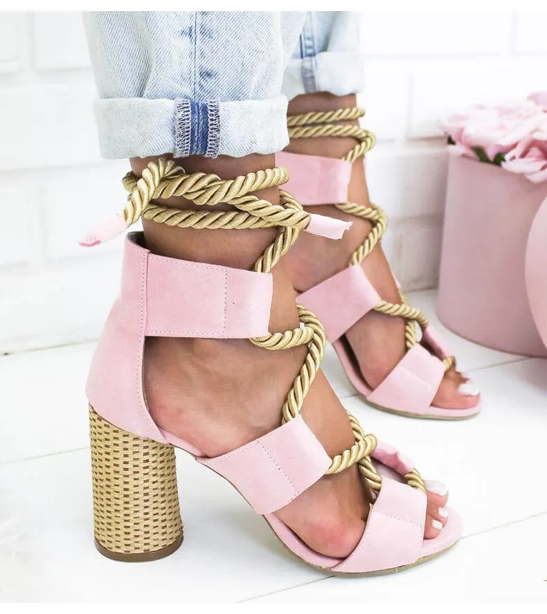 Lace Up Colorful Gladiator Sandals