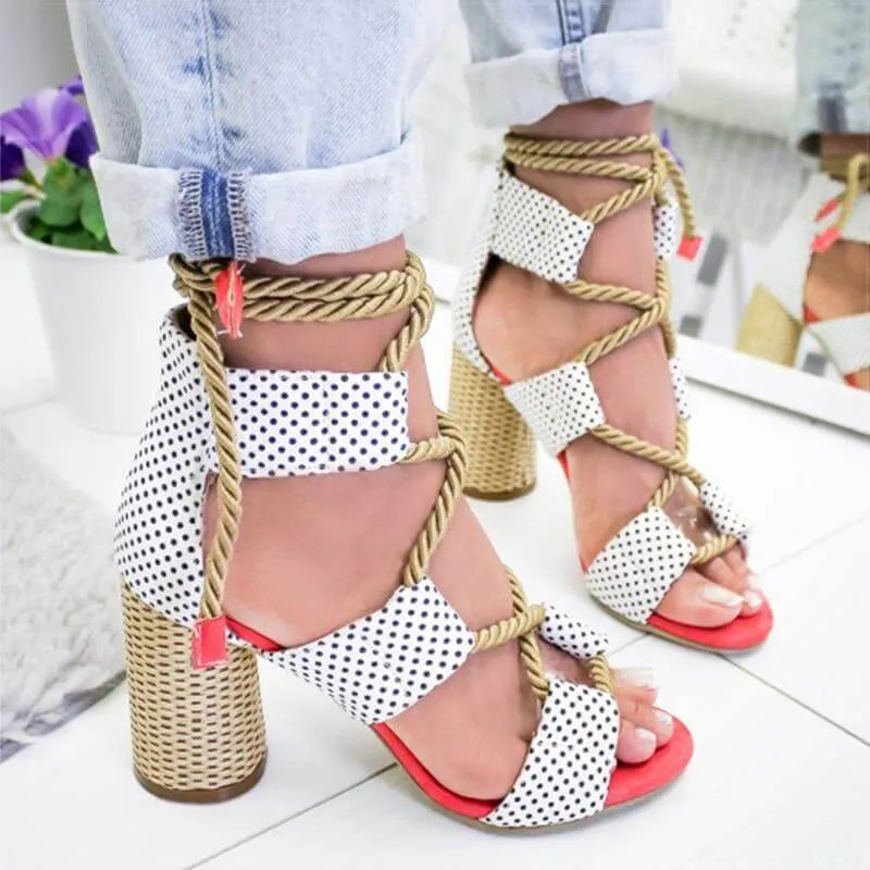 Lace Up Colorful Gladiator Sandals